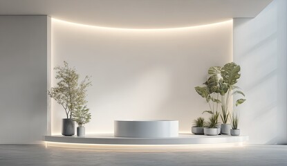 Fototapeta premium Modern minimalist reception area with plants