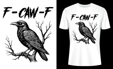 F-Caw-F Funny Raven Gothic Crow T-shirt Design