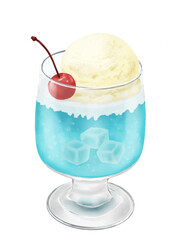 ナタデココ入りブルーハワイクリームソーダゼリー