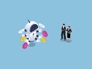 AI Chatbot and Business Communication 3d isometric vector illustration