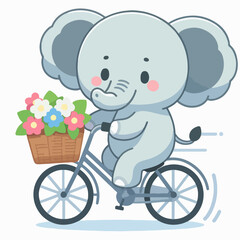 funny elephant riding a bike