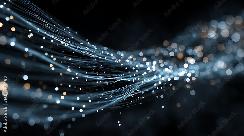 Poster abstract data stream visualization with blue lines and bokeh lights background 14624999 1