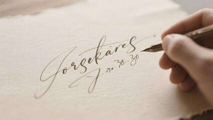 Handwriting in progress: elegant cursive script on textured paper with a fountain pen