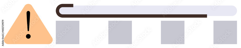 Poster progress bar with a triangular warning sign and empty steps highlights error, alert, incomplete task
