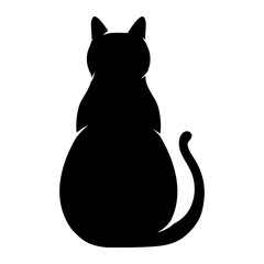 Vector illustration of sitting Cat silhouette on transparent background