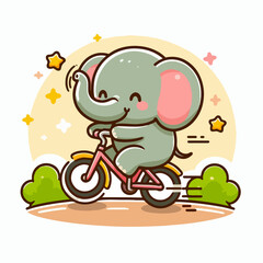 funny elephant riding a bike
