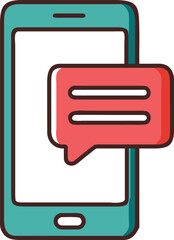 
Minimal flat vector illustration of a smartphone with a chat bubble. Ideal for messaging apps, customer support, or digital communication graphics