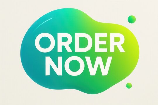 Bright and colorful graphic with the text "Order Now" in bold white letters on a gradient background blending green and blue, conveying urgency and action.
