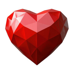 3d lowpoly red heart isolated on transparent background