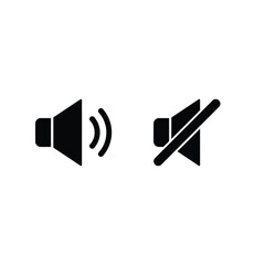 Volume On Off Icon Set Vector: Audio Control, Sound Adjustment, Mute Symbol Graphic