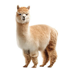 Obraz premium Charming Fluffy Alpaca Illustration with Expressive Face and Soft Wool, Ideal for Farm Animal Themes, Textile Industry Promotions, or Educational Content on South American Wildlife and Sustainable Agr