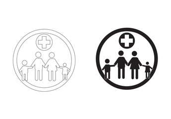 A Happy Family Combined with a Logo Symbol Design. Representing Love, Caring, and a Healthy Family Lifestyle.