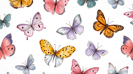 Colorful Butterfly Design Featuring Teal, Pink, Orange, and Purple Wings on White Background