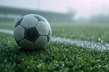 Soccer ball on grass field closeup football game sport competition