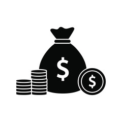 Money Bag Dollar Coins Financial Wealth Savings Investment Graphic