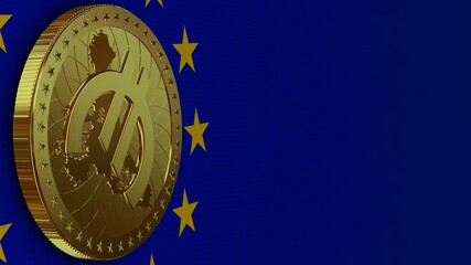 Finance, Gold Euro Coin, European Union Flag, Looped, Elegant Background, Currency, Money
- Powered by Adobe