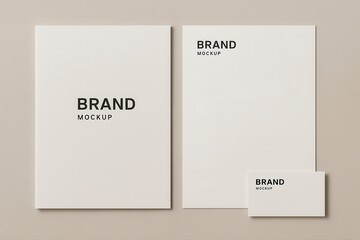 Brand mockup stationery set featuring two sheets and business card
