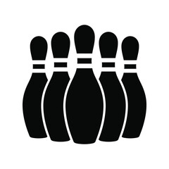 Black Bowling Pins Tenpin Alley Game Sport Recreation Icon

