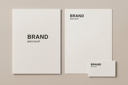Brand mockup stationery set featuring two sheets and business card