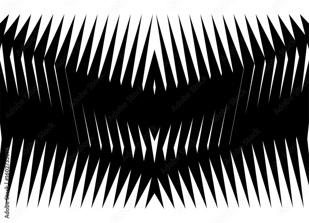 Poster striped vector pattern of black sharp broken lines on a white background, modern design element. tec