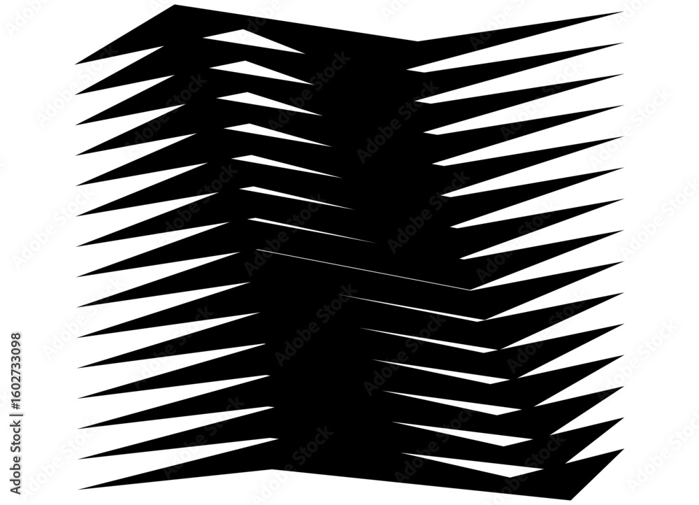 Poster striped vector pattern of black sharp lines on a white background, modern design element. vector bac