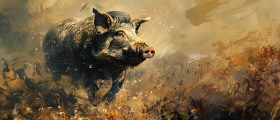 wild boar in the wild and in freedom