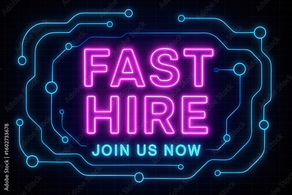 Poster neon-style digital sign displaying 