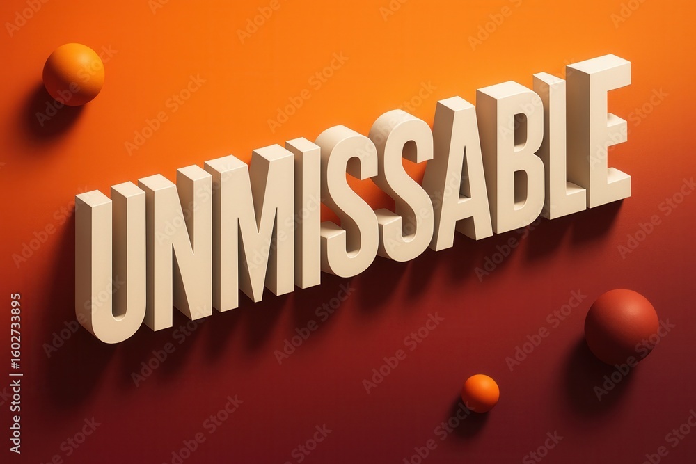 Poster bold three-dimensional typography spelling 