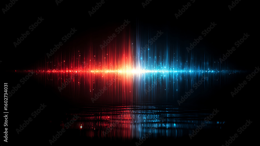 Poster abstract audio waveform visualizer in blue and red on black background 55829814 1
