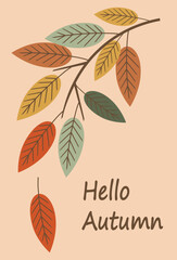 Autumn simple poster set. Autumn flyer set of designs Scandinavian mosaic. Banner autumn elements. Autumn design poster. Vector illustration.
