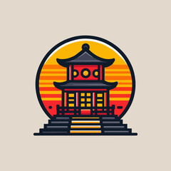 vector illustration of a japanese temple