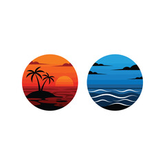 Tropical Paradise Sunset Ocean Sunrise Island Palm Trees Beach Tranquil Seascape