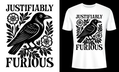 Justifiably Furious Raven Anti-Patriarchy Raven T-shirt Design