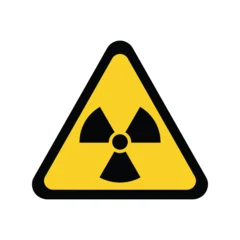 Fototapete Yellow radiation warning sign, triangular nuclear hazard symbol, danger alert icon © azad