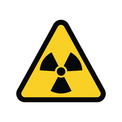Yellow radiation warning sign, triangular nuclear hazard symbol, danger alert icon