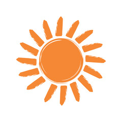  Artistic brush stroke sun icon, summer and abstract celestial symbol