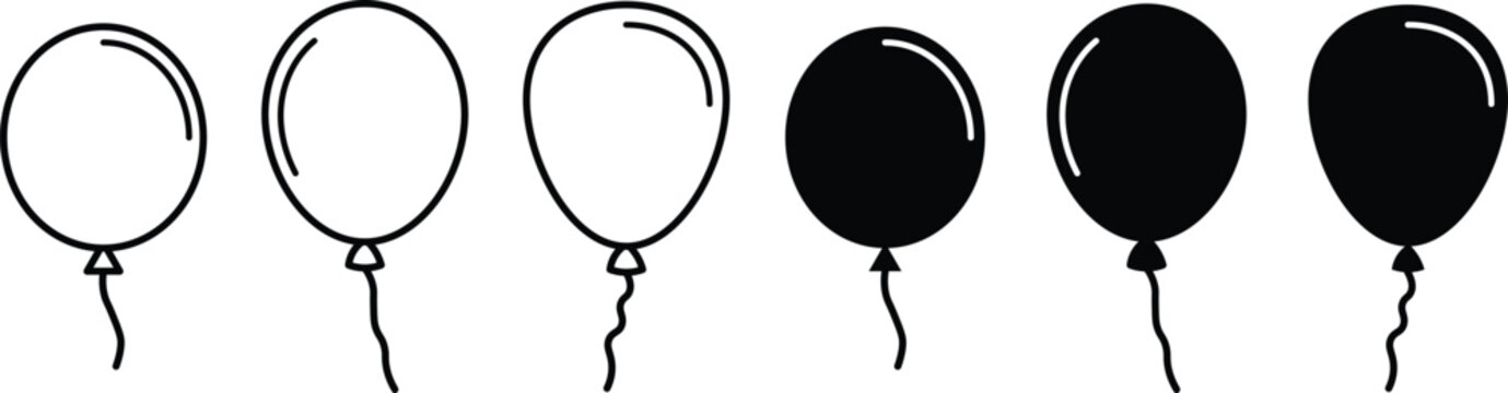 Balloon icon. Party balloon icons. Birthday celebration event symbols. editable stroke vector illustration
