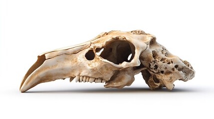 Animal skull bone skeleton anatomy biology zoology fossil paleontology dead wildlife isolated white background silhouette