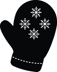 Black christmas mitten silhouette vector graphic design