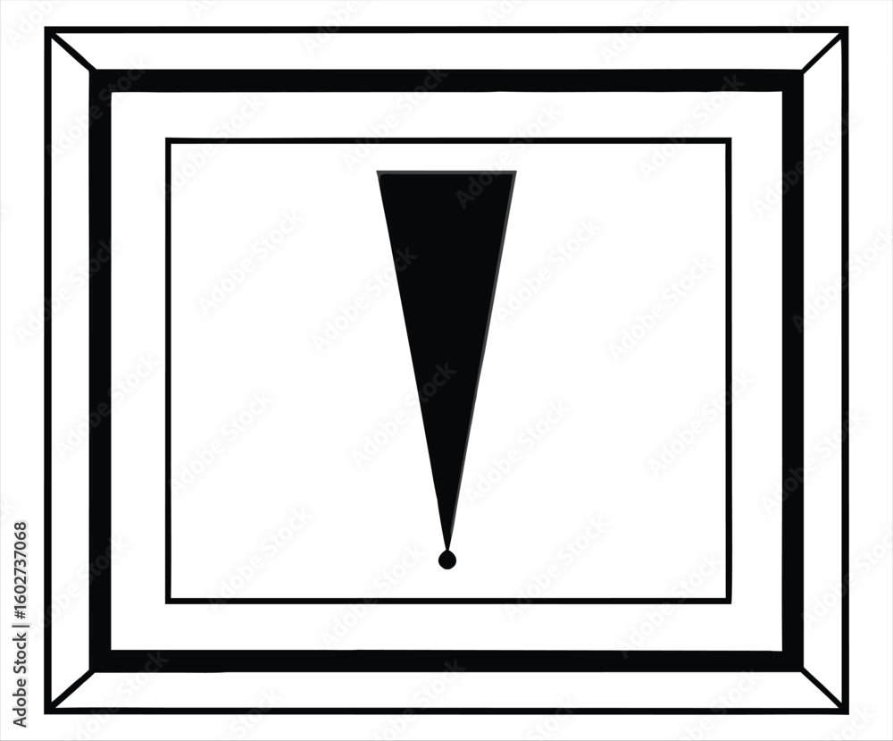 Poster a stark black exclamation mark with a small dot at its base enclosed within a bold double lined squa