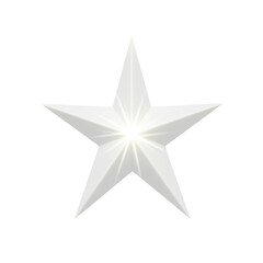 Bright white starburst with six sharp rays and soft halo on transparent isolated background from top-down view, no shadows, precise product photography concept