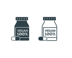 Bottle of vegan Dietary Supplements, vegan Dietary Supplements jar