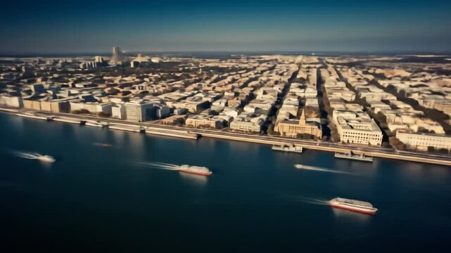 Aerial view of Basra, Iraq on the Shatt al-Arab