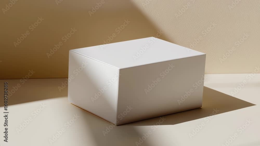 Poster a white box is sitting on a white surface. the box is empty and has no contents. the surface is a li