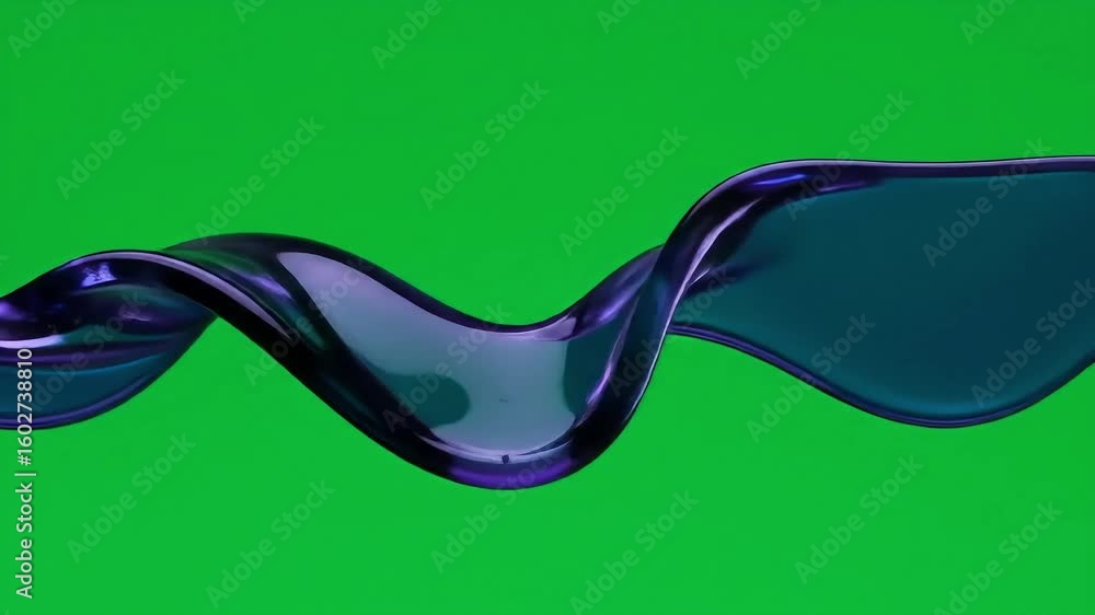 Poster abstract flowing waves of dark blue liquid on a vibrant green background, creating a dynamic visual 