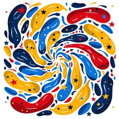 Obraz premium A vibrant swirl of abstract shapes in patriotic colors