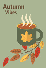 Autumn simple poster set. Autumn flyer set of designs Scandinavian mosaic. Banner autumn elements. Autumn design poster. Vector illustration.