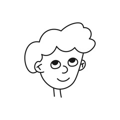 Boy cute character head, cartoon online face, doodle person