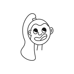 Girl character head, face doodle, line art