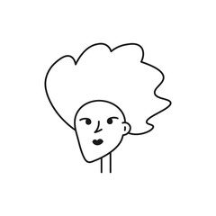 Woman character head, face doodle, line art